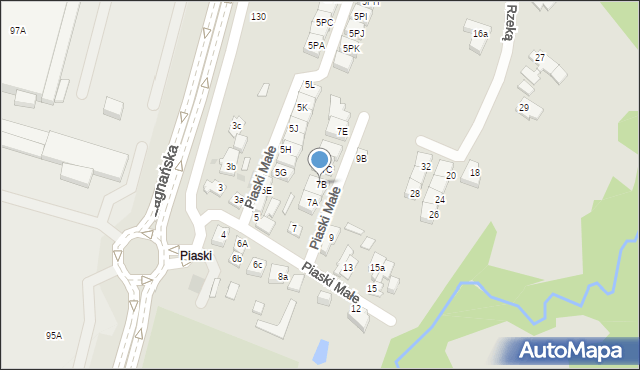 Kielce, Piaski Małe, 7B, mapa Kielc