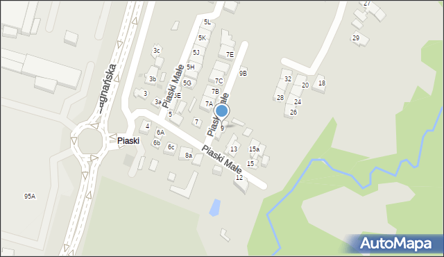 Kielce, Piaski Małe, 9, mapa Kielc