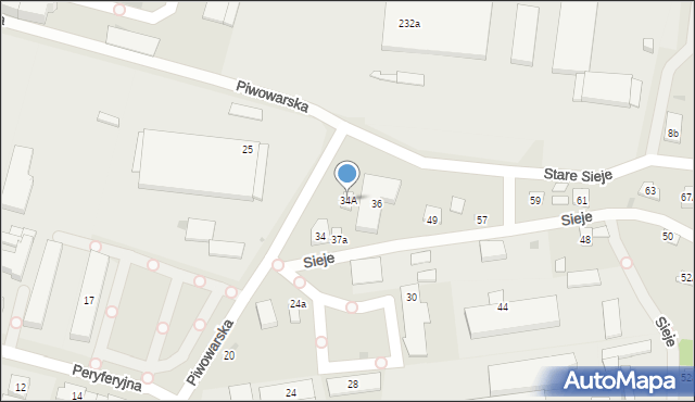 Kielce, Piwowarska, 34A, mapa Kielc