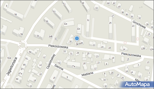 Kielce, Piekoszowska, 28, mapa Kielc