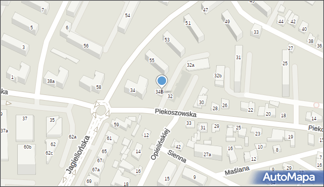Kielce, Piekoszowska, 34A, mapa Kielc