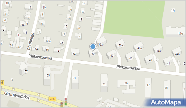 Kielce, Piekoszowska, 52, mapa Kielc
