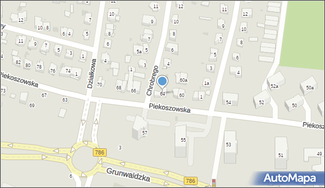 Kielce, Piekoszowska, 64, mapa Kielc