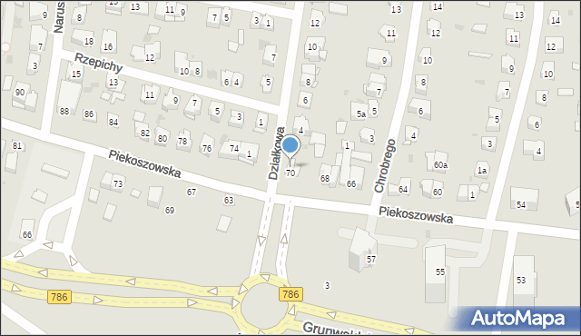 Kielce, Piekoszowska, 70a, mapa Kielc