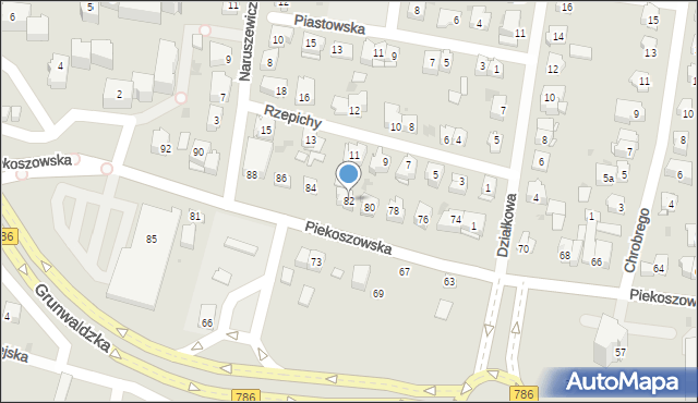 Kielce, Piekoszowska, 82, mapa Kielc