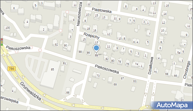 Kielce, Piekoszowska, 84, mapa Kielc