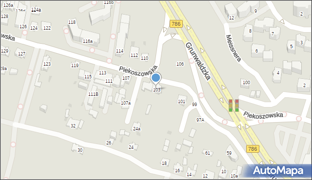 Kielce, Piekoszowska, 103, mapa Kielc