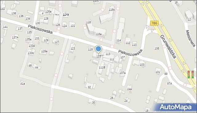 Kielce, Piekoszowska, 115, mapa Kielc