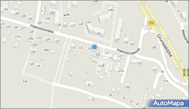 Kielce, Piekoszowska, 117, mapa Kielc