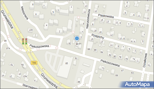 Kielce, Piekoszowska, 90, mapa Kielc