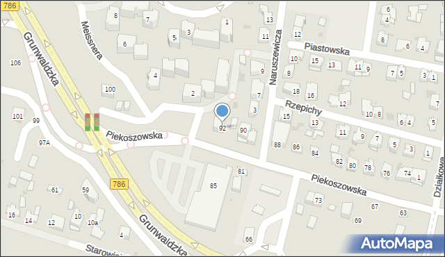 Kielce, Piekoszowska, 92, mapa Kielc
