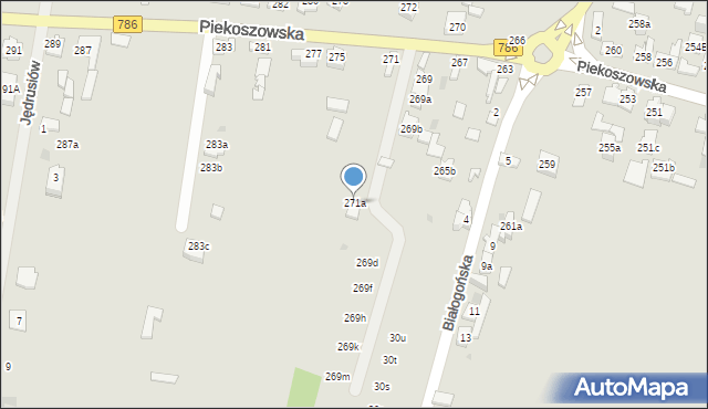 Kielce, Piekoszowska, 271a, mapa Kielc