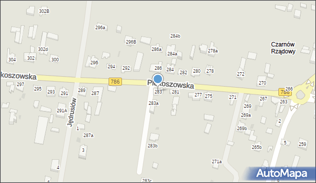 Kielce, Piekoszowska, 283, mapa Kielc