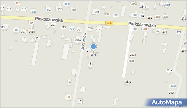 Kielce, Piekoszowska, 287a, mapa Kielc