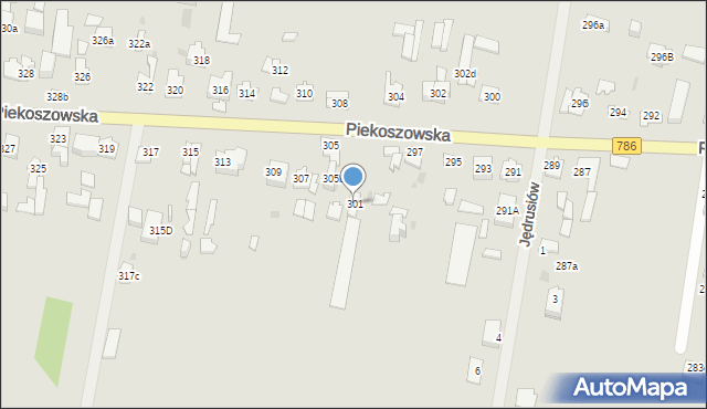 Kielce, Piekoszowska, 301, mapa Kielc