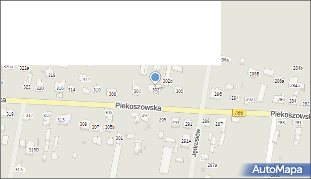 Kielce, Piekoszowska, 302, mapa Kielc