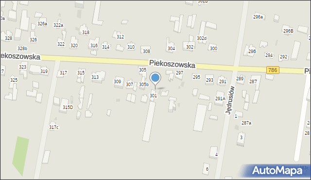 Kielce, Piekoszowska, 303, mapa Kielc