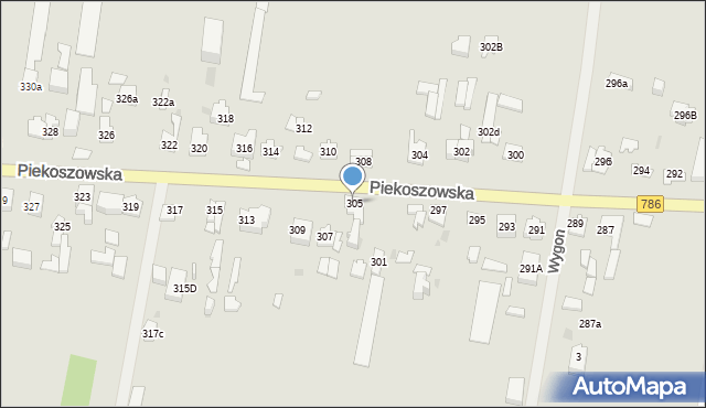 Kielce, Piekoszowska, 305, mapa Kielc