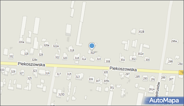 Kielce, Piekoszowska, 312, mapa Kielc