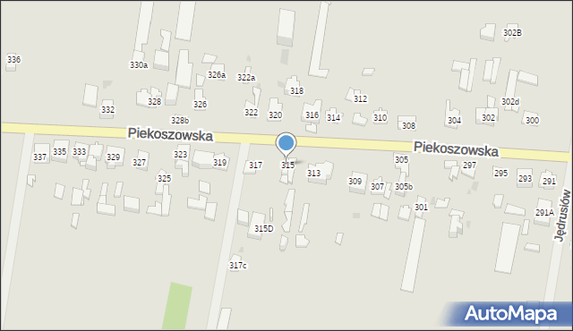 Kielce, Piekoszowska, 315, mapa Kielc