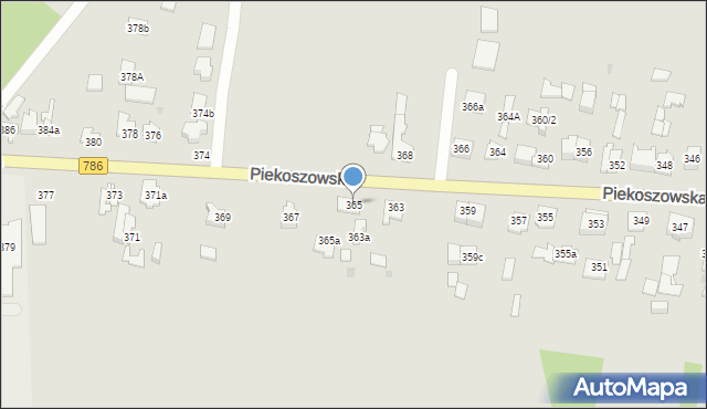 Kielce, Piekoszowska, 365, mapa Kielc