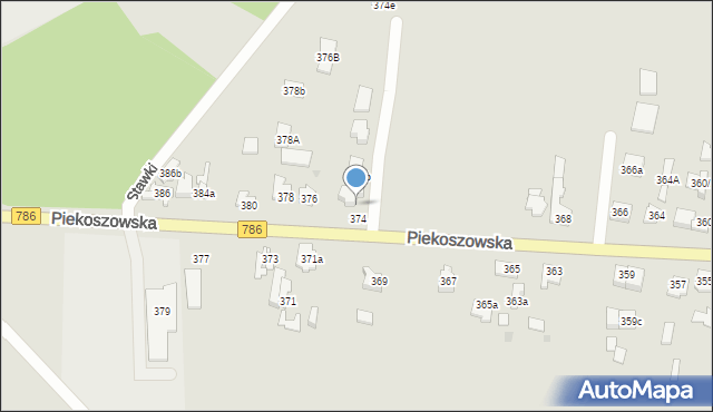 Kielce, Piekoszowska, 374a, mapa Kielc