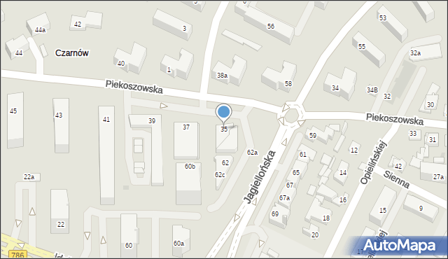 Kielce, Piekoszowska, 35, mapa Kielc