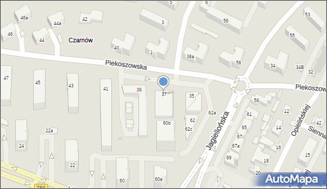 Kielce, Piekoszowska, 37, mapa Kielc