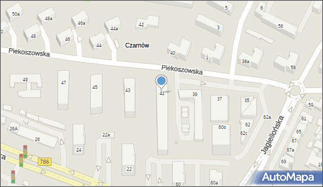 Kielce, Piekoszowska, 41, mapa Kielc