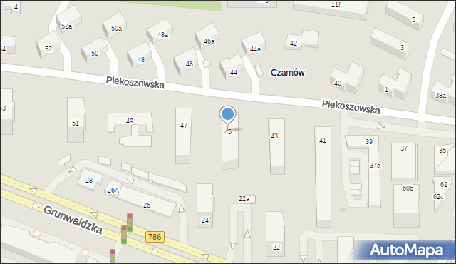Kielce, Piekoszowska, 45, mapa Kielc
