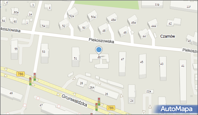 Kielce, Piekoszowska, 49, mapa Kielc