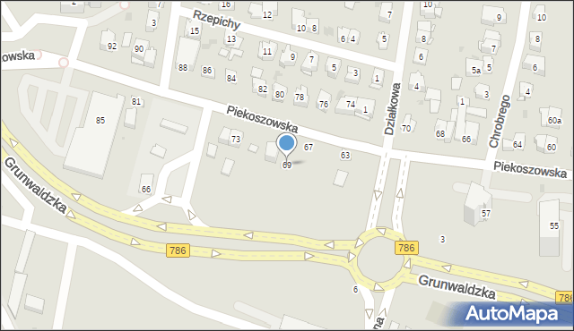 Kielce, Piekoszowska, 69, mapa Kielc