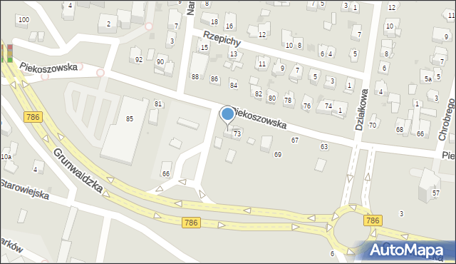 Kielce, Piekoszowska, 75, mapa Kielc