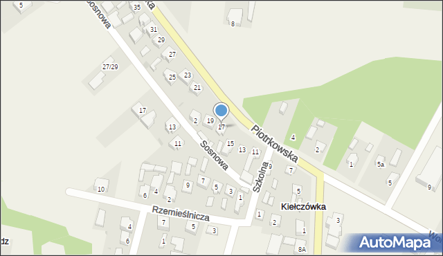 Kiełczówka, Piotrkowska, 17, mapa Kiełczówka