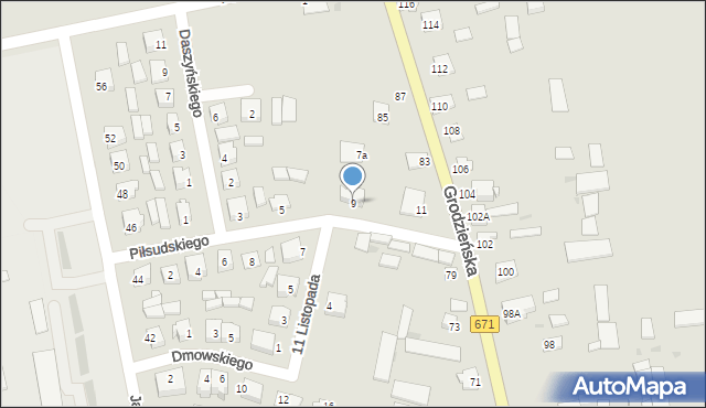 Knyszyn, Piłsudskiego Józefa, marsz., 9, mapa Knyszyn
