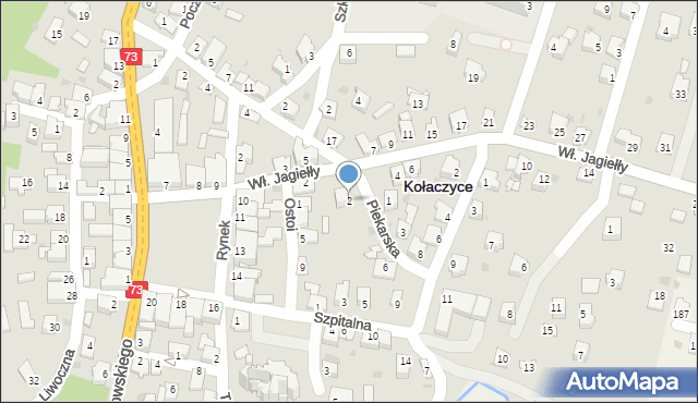 Kołaczyce, Piekarska, 2, mapa Kołaczyce