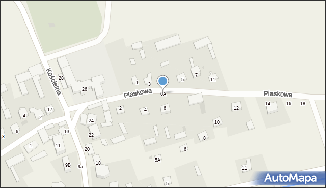 Kołaki Kościelne, Piaskowa, 6A, mapa Kołaki Kościelne