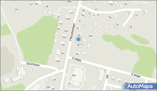 Kolbuszowa, Piłsudskiego Józefa, marsz., 87, mapa Kolbuszowa