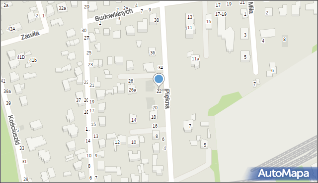 Koluszki, Piękna, 22, mapa Koluszki