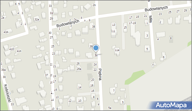 Koluszki, Piękna, 34, mapa Koluszki