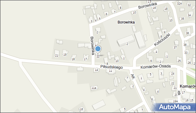 Komarów-Osada, Piłsudskiego Józefa, marsz., 12, mapa Komarów-Osada
