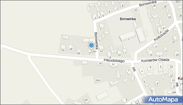 Komarów-Osada, Piłsudskiego Józefa, marsz., 17A, mapa Komarów-Osada