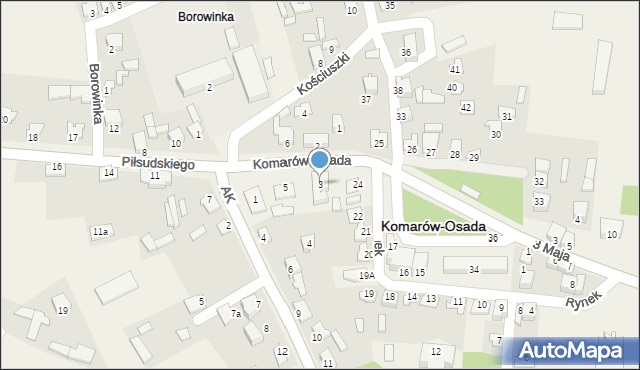 Komarów-Osada, Piłsudskiego Józefa, marsz., 3, mapa Komarów-Osada