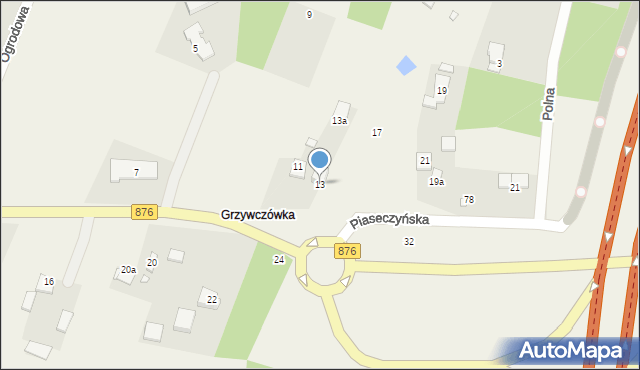 Komorniki, Piaseczyńska, 13, mapa Komorniki