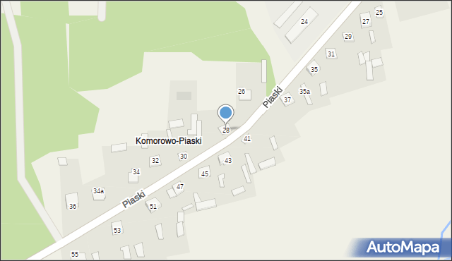 Komorowo, Piaski, 28, mapa Komorowo