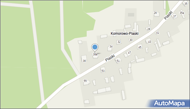 Komorowo, Piaski, 34a, mapa Komorowo