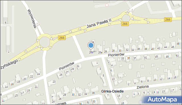 Konin, Pionierów, 26b, mapa Konina