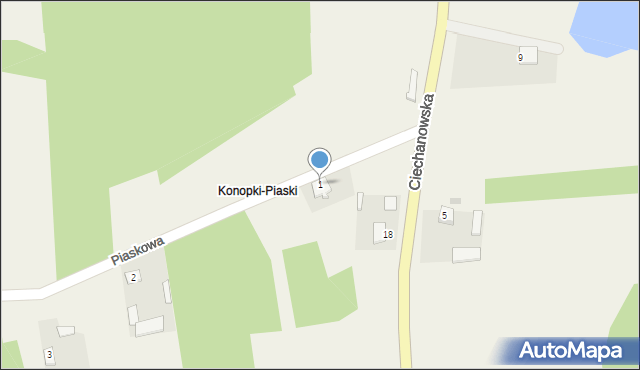 Konopki, Piaskowa, 1, mapa Konopki