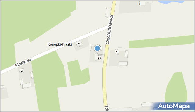 Konopki, Piaskowa, 18, mapa Konopki