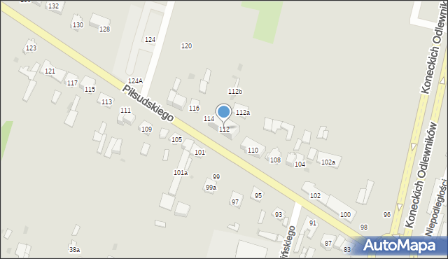 Końskie, Piłsudskiego Józefa, marsz., 112, mapa Końskie